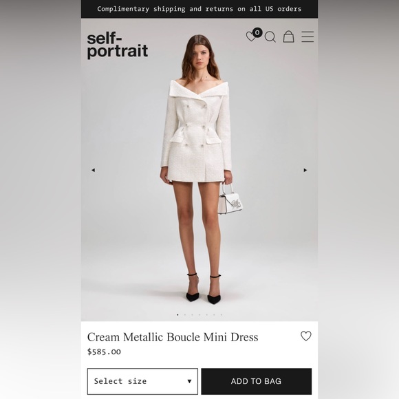 Self-Portrait | Dresses | Self Portrait Cream Metallic Boucle Mini Dress |  Poshmark